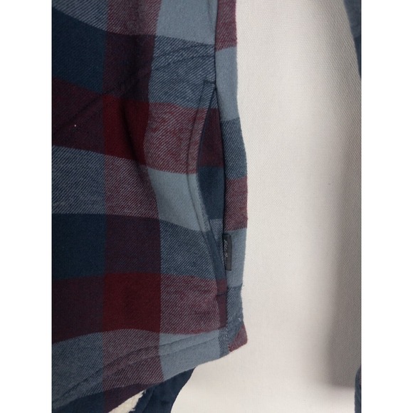 Sherpa Shacket Mens Large Plaid Lumberjack Outdoor Snap On Eddie Bauer - Picture 6 of 9